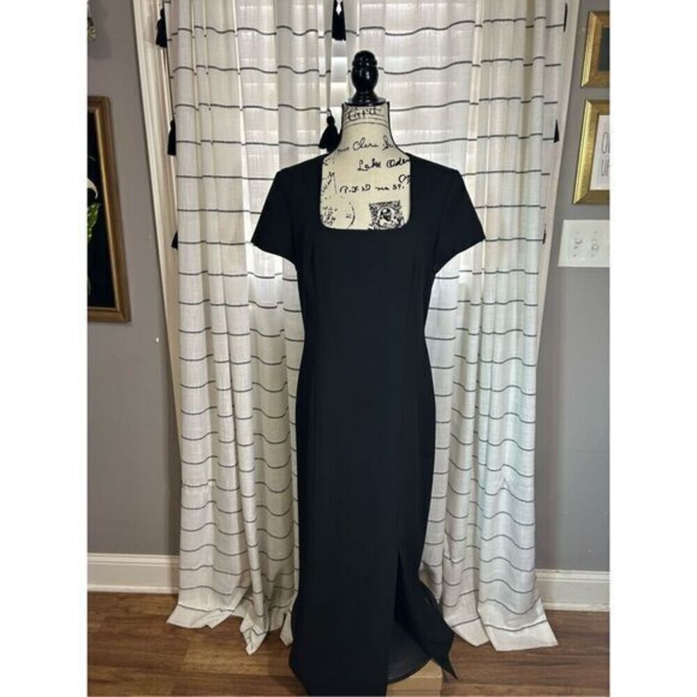 Spenser Jeremy Women's Vintage Black Square Neck Dress Size 10 1990s
